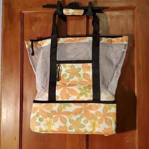 NEW Rotanet Yellow/Green Floral Mesh Beach Bag